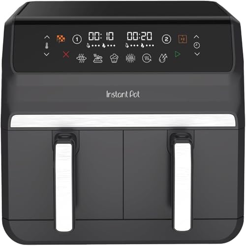 Instant Pot: Freidora de Aire Vortex Dual Truffle: Grande 8 L, Tamaño familiar, Doble cesta de 4 L, 8 en 1, Deshidratar alimentos, Parrilla, Hornear, Asar, Recalentar, Antiadherente, Fácil de limpiar