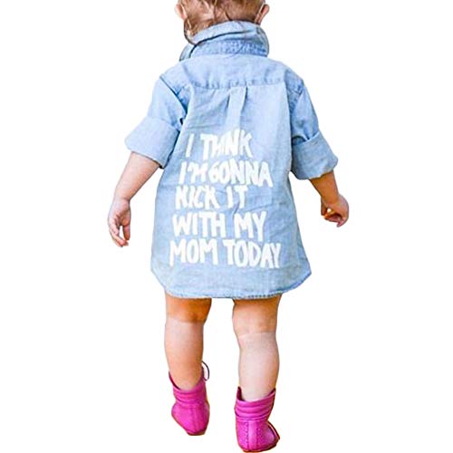 Baby Boys Girls Long Sleeve Back Letters Print Button Down Red Plaid Flannel/Denim Shirt