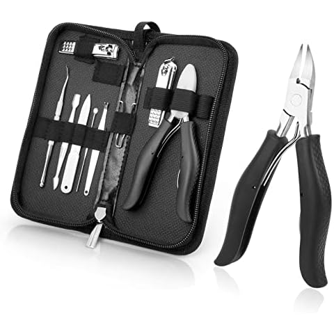 Toenail Clippers for Thick and Ingrown Nails, Black Nail Clipper Kit and Professional Podiatrist Toenail Clippers Heavy Duty Nail Scissors Toenail Treatment Tools Kit for Men Women Elderly Cover