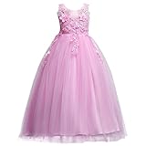 Little Big Girl Bridesmaid Pageant Flower Princess Wedding Formal Prom Floor Long Tulle Dress 7-16T...