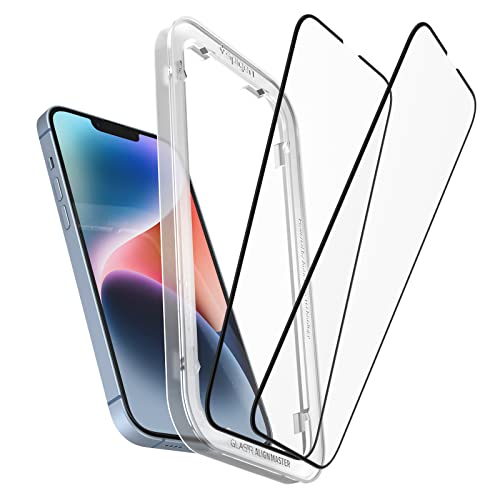 Spigen AlignMaster 全面保護 ガラスフィルム iPhone 14 Plus、iPhone 13 Pro Max 用 ガイド枠付き iPhone14Plus、iPhone13Pro Max 対応 保護 フィルム フルカバー 2枚入