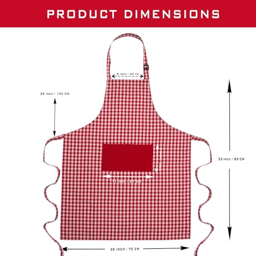 Image of LITO LINEN AND TOWEL Kitchen Apron| 100% cotton Easter Checkered Design Apron with 2 Front Centre Pocket With adustable buckle & Long Strap - Multicolor