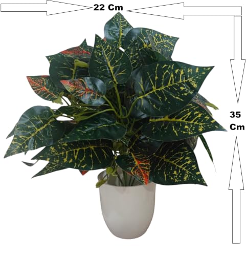 Image of Natural Looking Artificial Big Croton Plant /Tree with Pot | Ornamental Plant for Interior Decor | Home /Shop /Office Decor (Big-Croton)