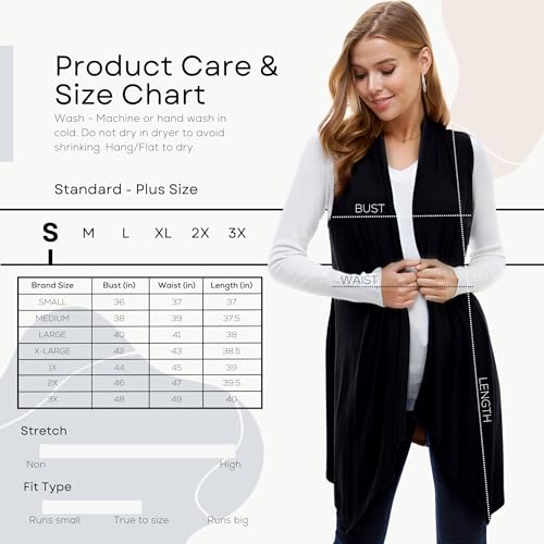 Image of Azules Sleeveless Cardigan for Women, Soft Lightweight Duster Open Front Sleeveless Long Cardigan Vest (3 Pack)