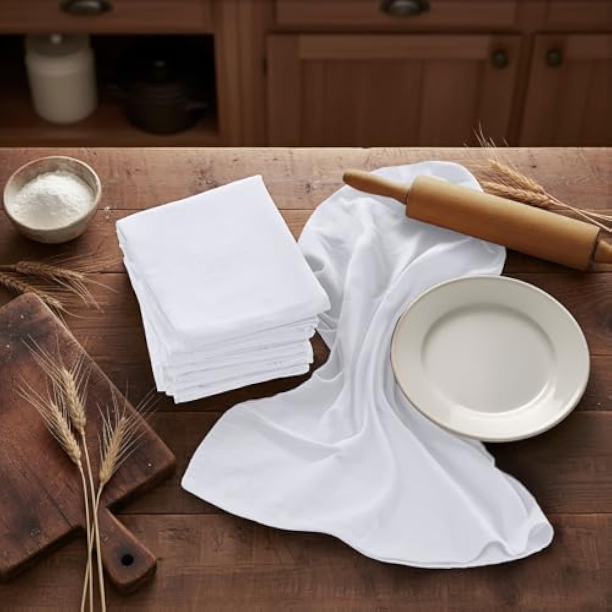 White Flour Sack Towels 6 Pack, Highly Absorbent