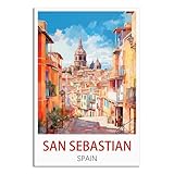 Vintage-Reiseposter San Sebastian Spanien, 20 x 30 cm, 
