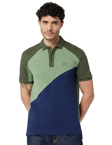 Image of Arrow Sport Men Regular fit Cotton Colour Blocked Short Sleeves Polo Shirt