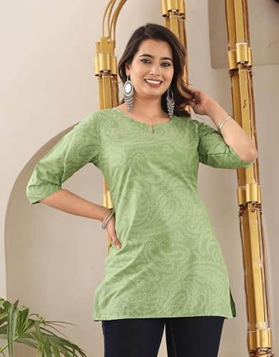 Image of Cotton Printed Short Kurti for Women