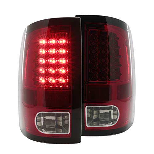SPEC-D TUNING Red Lens LED Tail Lights Compatible with 2009-2018 Dodge Ram 1500, 2019-22 Dodge RAM 1500 Classic models, 2010-2018 Dodge Ram 2500/3500, Left + Right Pair Assembly