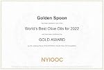 Golden Spoon Premium Extra Virgin Olive Oil 3L - Gold Medal Winner - Low Acidity (0.18%) – Cold Pressed from Chemlali olives (a traditional Tunisian variety), Rich in Polyphenols – Smooth, Fruity Taste - 100% Pure & Natural - 0% Cholesterol - Mediter