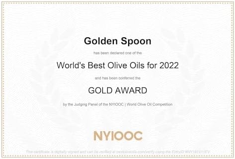 Golden Spoon Premium Extra Virgin Olive Oil 3L - Gold Medal Winner - Low Acidity (0.18%) – Cold Pressed from Chemlali olives (a traditional Tunisian variety), Rich in Polyphenols – Smooth, Fruity Taste - 100% Pure & Natural - 0% Cholesterol - Mediterranean Quality - Support Local Canadian Business – Everyday Use - 3