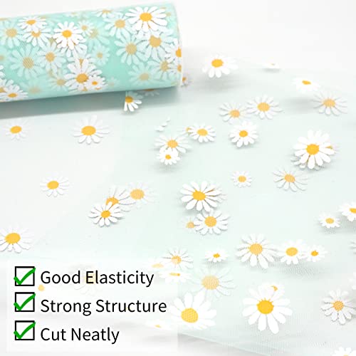 Tulle Rolls Daisy Fabric Ribbon Spool (6 Inch By 10 Yards) Floral Tulle For Gift Wrapping Tutu Skirts Wedding Decoration Diy Soft Fancy Tulle (Aqua Blue) #TOP5
