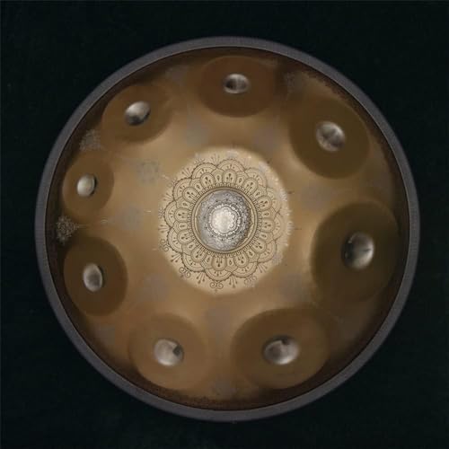 Tambor de mano de acero de 9 notas, instrumento handpan en Re menor, instrumento premium con bolso, baquetas y trípode para producción de audio profesional miniatura 7