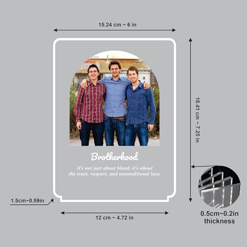 Image of Giftplease Personalized LED Photo Lamp for Brother, Custom Arch Acrylic Night Light with Wooden Base, The Brother Code Engraved Table Lamp, Unique Birthday, Rakhi, and Graduation Gift for Brother