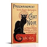 Le Chat Noir El Gato Negro Vintage Publicidad Art Deco Vintage French Wall Art Nouveau 1920 Carteles publicitarios franceses Impresión en lienzo Arte de pared estético Arte de pared moderno Decoración