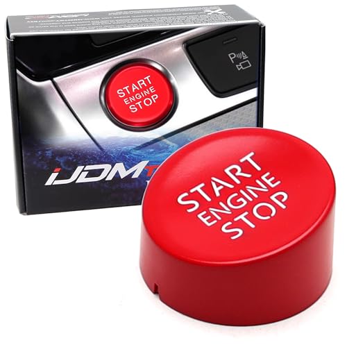 iJDMTOY RS Racing Sports Style Red Engine Push Start Button Replacement Cover Cap, Compatible with Audi 2015-2020 A3 S3 RS3