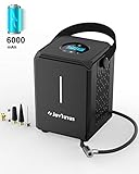 JOYTUTUS Cordless Tire Inflator, 6000mAh Rechargeable Tire Inflator High Capacity Battery, Auto, Compact & Lightweight Air Compressor Tire Inflator, Accurate LCD Display for Car, Bicycle, Balls, etc.
