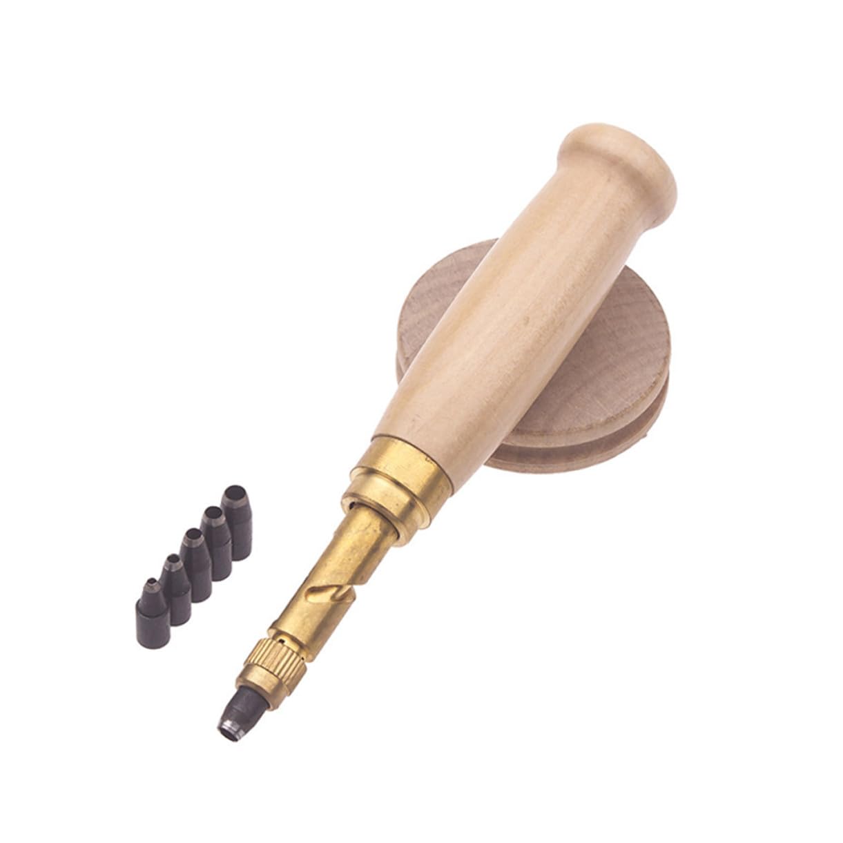3 Piezas Herramienta Perforadora de Cinturones Automática Silenciosa con Cabezales Intercambiables para Cuero y Manualidades DIY Resistente Aleación