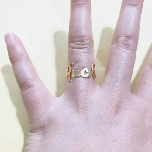 LLYANZ Stainless Steel Fuck Words Open Rings can Adjustable 7-9 Size2