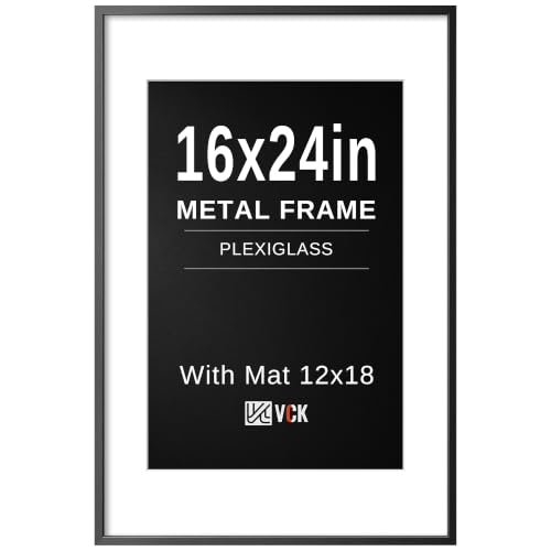 Image of VCK 16x24 Frame, Black Metal - Matted to 12x18, for Art Print, Picture