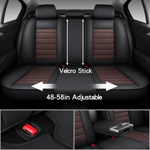 Image of MINGBRON Car Seat Covers Full Set, Brown Car Seat Cover Lumbar Support, Car Seat Protector Waterproof, Nappa Leather Car Seat Cushion, Front Seats and Back Fit for Most Cars