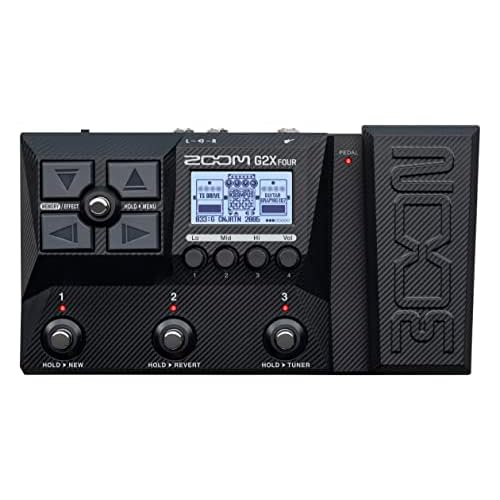 Zoom G2X FOUR Pedal multiefectos para guitarra con pedal de expresión, IR multicapa, modelado de amplificadores, 75+ efectos, looper, caja de ritmos, afinador, audio interface, ligero