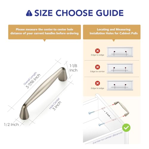 Image of Ravinte 20 Pack 3 Inch Brushed Nickel Kitchen Cabinet Handles Solid Zinc Alloy Cabinet Pulls Cupboard Hardware Drawer Handles