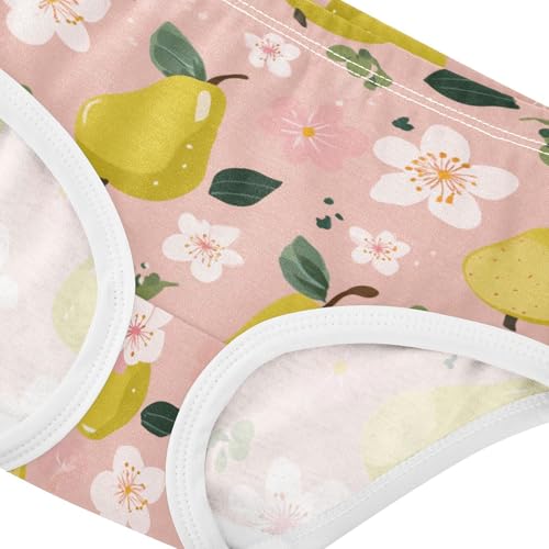 Wusikd Pears Flowers Girls' Underwear Cotton Girls Briefs Soft Toddler Underwear 2T4