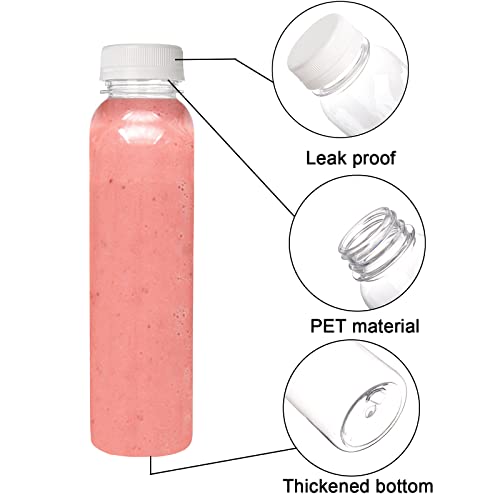 YOUEON 18 Pack 12 Oz Empty Plastic Juice Bottles with Caps, Reusable