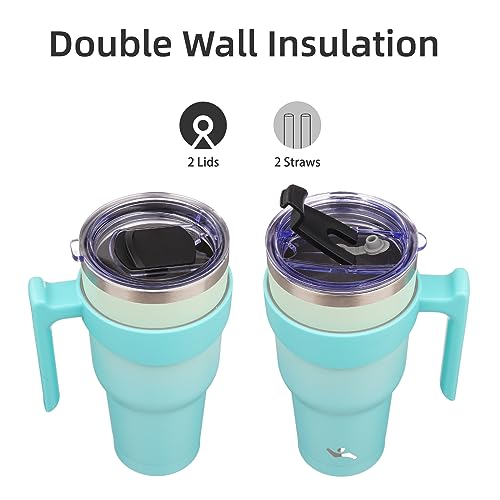 Image of Konokyo 30 oz Tumbler with Handle and Straw, Insulated Travel Mug