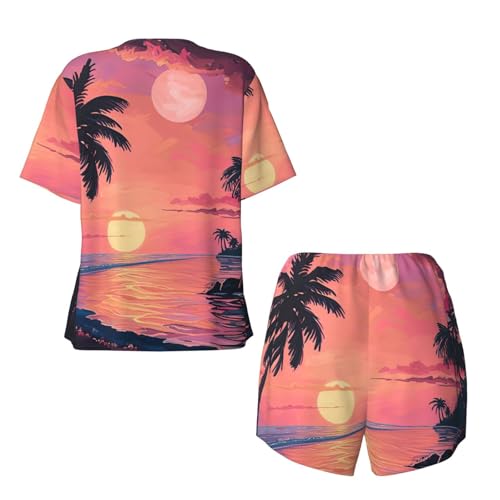 Conjunto de pijama de manga corta estampado para mujer e interiores 7