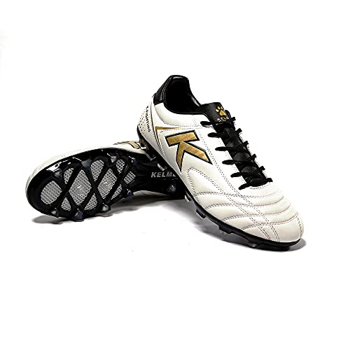 KELME Men AG Soccer Cleats, Young Teenager Athletic Grass Futsal Sneaker, Breathable Ankle Support Football Boots White