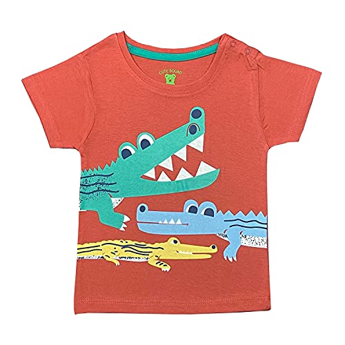 Image of Pack of 6 Baby Boys and Girls 100% Cotton Printed Regular fit Tshirts with Shoulder Poppers (0 to 24 Months)