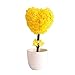 Funight 1 fleur artificielle en forme de cœur avec vase blanc, fausses fleurs au toucher réaliste, en plastique durable, bonsaï pour terrasse, cour, étagère - Jaune