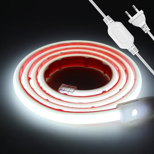 KISUFU Ruban LED COB 220V, 288 LED/M IP67 Etanche Bandeau LED Néons Bande,50cm Couper, Colle double face, Super Lumineux Strip Light pour Extérieur Chambre à Coucher, Décoration de la Maison