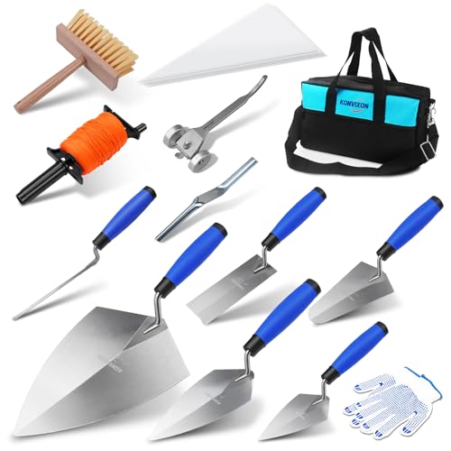 Konvixon 17PCS Masonry Hand Tools Set for Concrete & Bricklaying