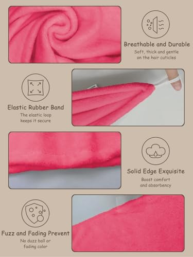 YHPDYL Toalha de cabelo rosa vermelha branca