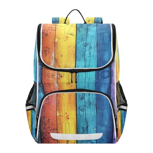 Mochila infantil de madera arco iris escolar para niños y niñas