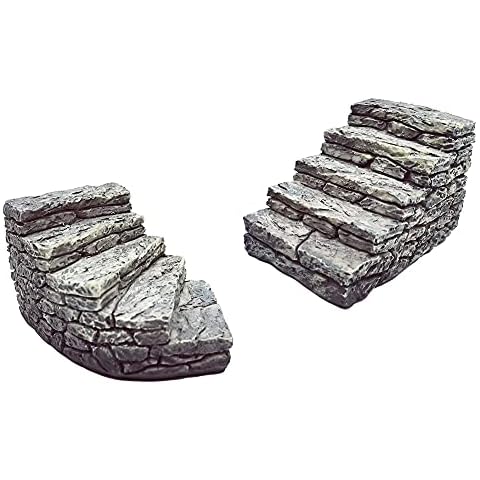 MAOMIA 2 Pcs Miniature Stone Steps Figurines Fairy Garden Ornaments, Miniature Garden Stairs Accessories Micro Landscape Decoration(2.6 inch) Cover