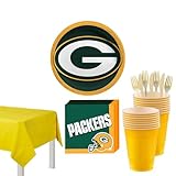 Party City Green Bay Packers Super Party Supplies for 18 Guests, Include Plates, Napkins, Table Cover, and Balloons