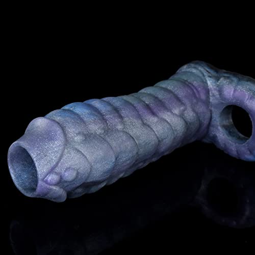 TDLPlus Penismanschetten Realistischer Monster Drachen Dildo mit Hodenring, Flüssiges Silikon Penishülle Penis Sleeve zür Verzögerung Ejakulation Penisverlängerung Sexspielzeug für Männer(Blau) – Bild 6