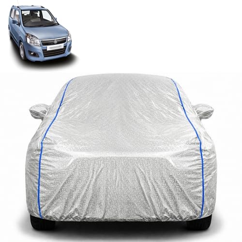 Image of Waterproof Car Cover for Maruti Suzuki WagonR (2011-18) | All Weather Protection | UV Resistant & Dustproof | Soft Cotton Lining to Prevent Scratches | Triple Stitched with Mirror Pockets