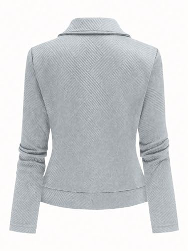 Elevate Your Style: 2025 Womens Casual Coat - Gray Motorcycle Jacket for the Modern Woman - Image 2