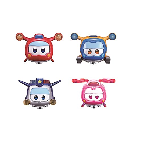 Super Wings - Super Pets 4-Pack Collection Super Pets Jett, Donnie, Paul, Dizzy | Airplane Toys Action Figures | Fun Preschool Airplane Toy for 3 4 5 Year Old Boys and Girls | with Light Effect