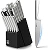 Knife Set, 16 Pieces Kitchen Knife Set with Wood Block, Chef Knife with 6 Pieces Steak Knife, High Carbon Stainless Steel Japanese Knives for Multipurpose Cooking