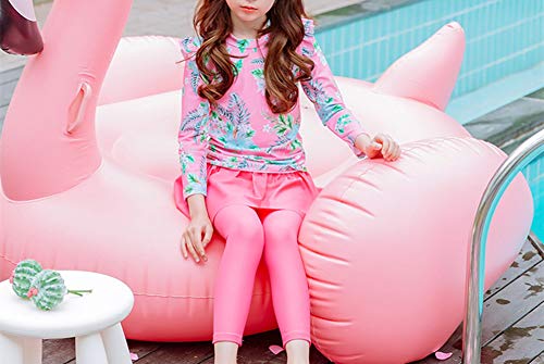 Monvecle Little to Big Girls' Long Sleeve 2-Pieces Sun Protective Rashgurad Set UPF 50+3