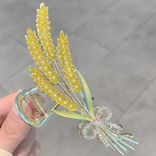 Image of Hair Clutcher For Women | Stylish Hair Claws For Girls | Handmade Alloy Metal Clips | Fashionable Girls Hair Accessories | Suitable In Various Occasions (wheatstraw gold) Pack Of 1.