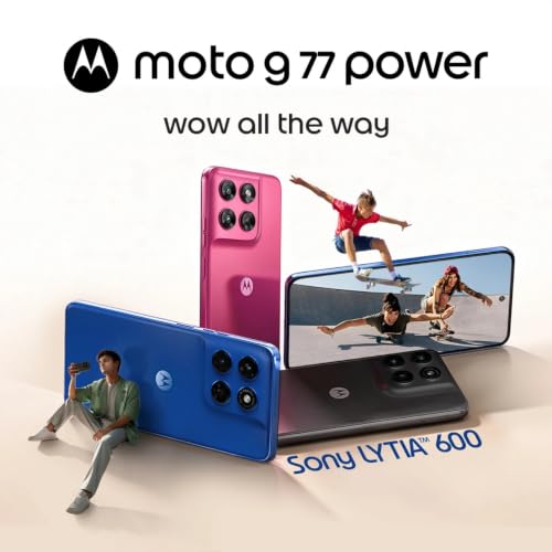 Image of Motorola G77 Power (Pantone Impenetrable, 8GB RAM, 128GB Storage) | MediaTek Dimensity 6400 Octa-Core Processor | 50MP + 8MP AI Dual Rear Camera | 32MP Front Camera | 6.72-inch FHD+ 120Hz Display |