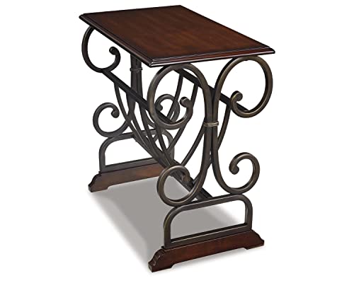 Signature Design by Ashley Braunsen Ornate Chair Side End Table with Magazine Rack, Brown