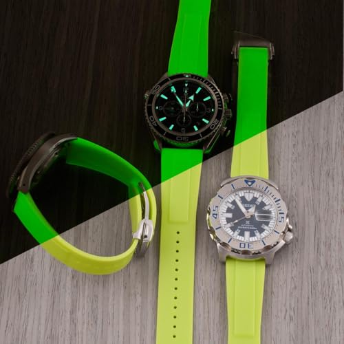 Image of StrapHabit Quick Release Deployant Rubber Watch Strap For Large and Small Wrists - Women and Men - Band FKM Deployment 19mm, 20mm, 21mm, 22mm